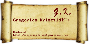 Gregorics Krisztián névjegykártya